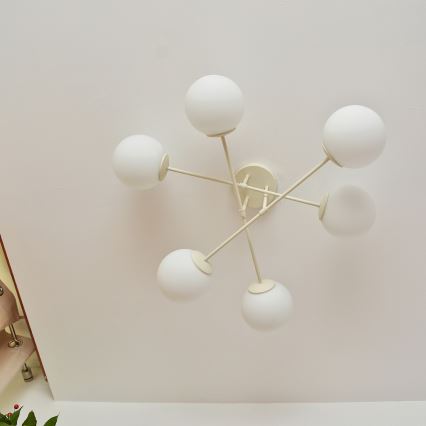 Плафониера MOON 6xE27/15W/230V кремава