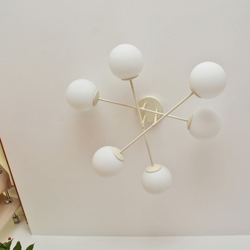 Плафониера MOON 6xE27/15W/230V кремава