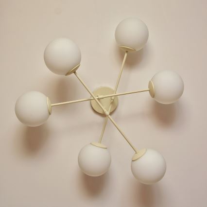 Плафониера MOON 6xE27/15W/230V кремава