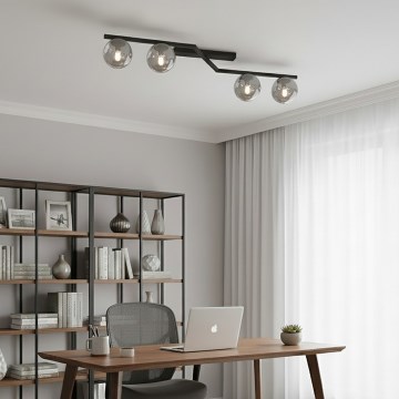 Плафониера NATON 4xE14/10W/230V черна/димна