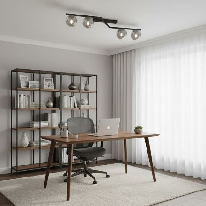 Плафониера NATON 4xE14/10W/230V черна/димна