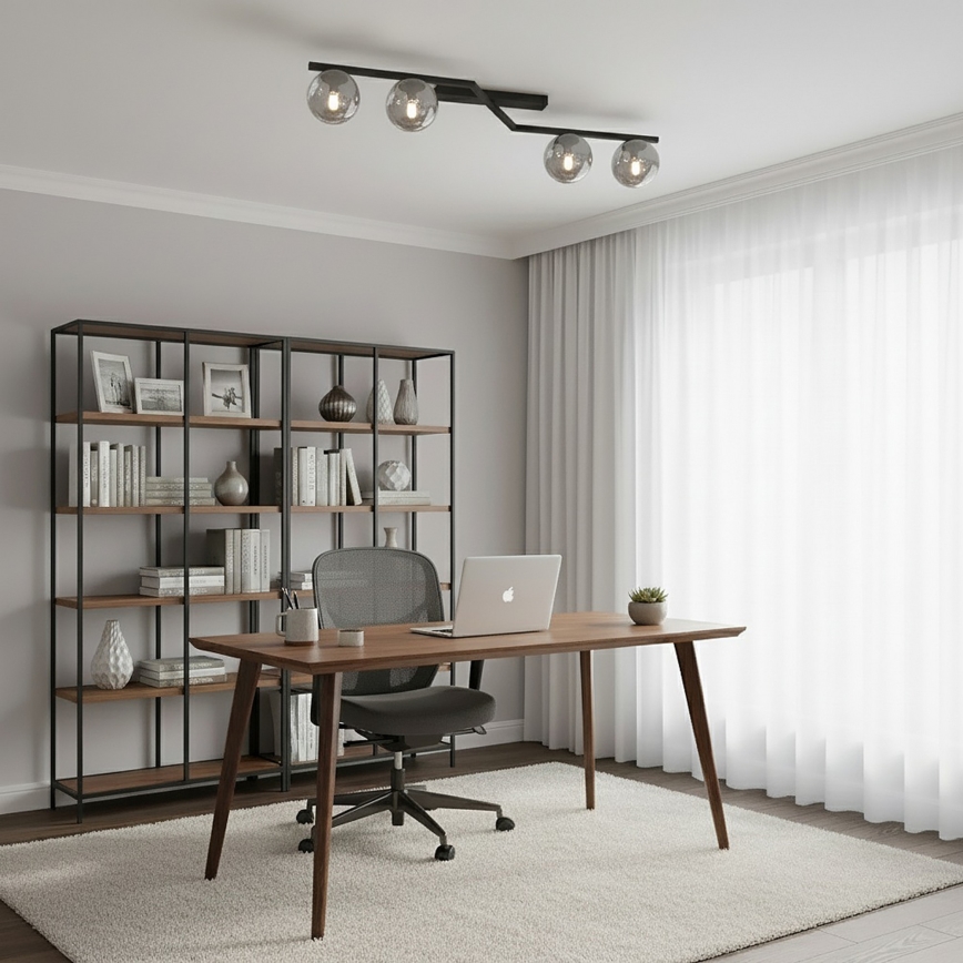 Плафониера NATON 4xE14/10W/230V черна/димна