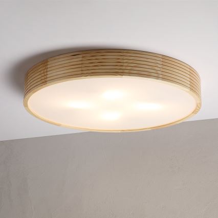 Плафониера NATURAL MODERN, 4xE27/15W/230V, Ø 58 см, борова дървесина
