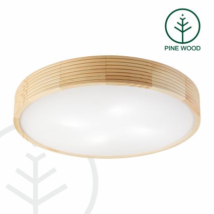 Плафониера NATURAL MODERN, 4xE27/15W/230V, Ø 58 см, борова дървесина