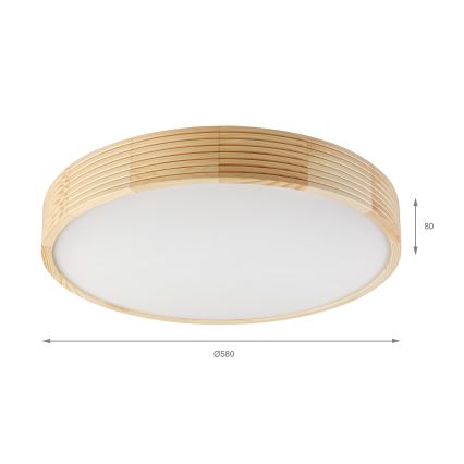 Плафониера NATURAL MODERN, 4xE27/15W/230V, Ø 58 см, борова дървесина