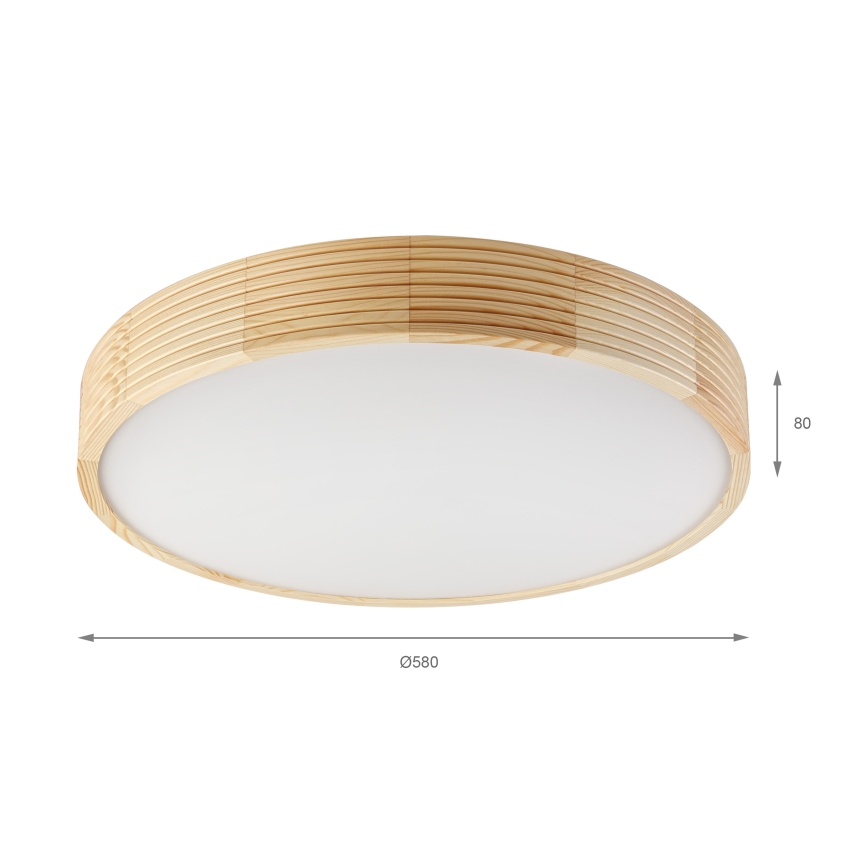 Плафониера NATURAL MODERN, 4xE27/15W/230V, Ø 58 см, борова дървесина