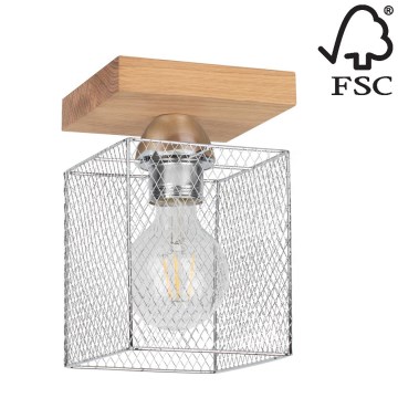 Плафониера NORMAN WOOD 1xE27/25W/230V матов дъб - FSC сертифицирана