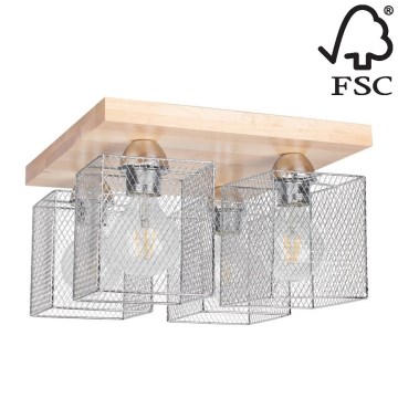 Плафониера NORMAN WOOD 4xE27/25W/230V бреза - FSC сертифицирана