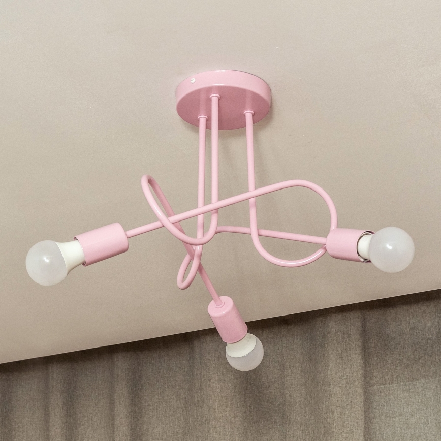 Плафониера OXFORD 3xE27/15W/230V розова