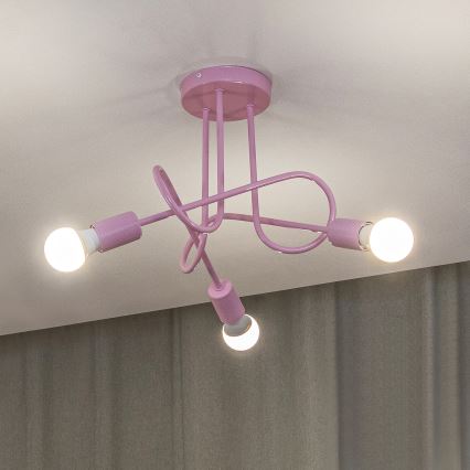 Плафониера OXFORD 3xE27/15W/230V розова