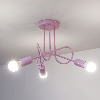 Плафониера OXFORD 3xE27/15W/230V розова