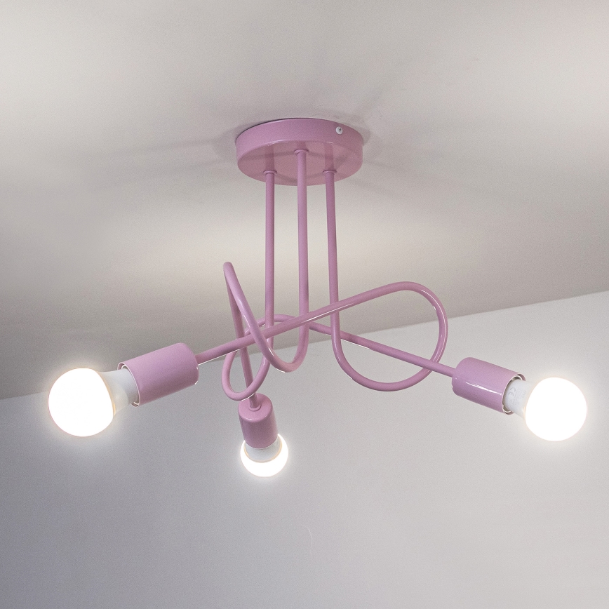 Плафониера OXFORD 3xE27/15W/230V розова