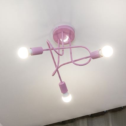 Плафониера OXFORD 3xE27/15W/230V розова