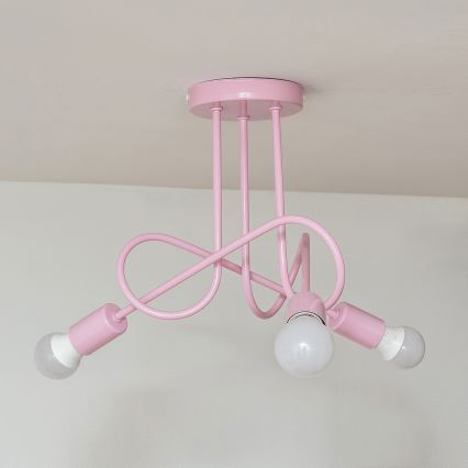 Плафониера OXFORD 3xE27/15W/230V розова