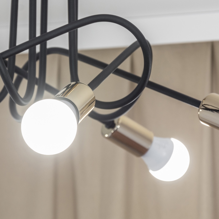 Плафониера OXFORD 5xE27/15W/230V златисто/черно