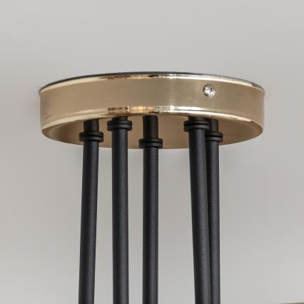 Плафониера OXFORD 5xE27/15W/230V златисто/черно