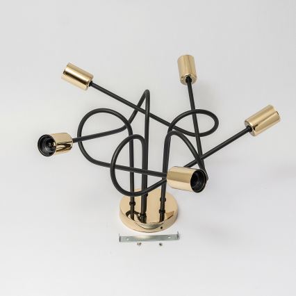 Плафониера OXFORD 5xE27/15W/230V златисто/черно