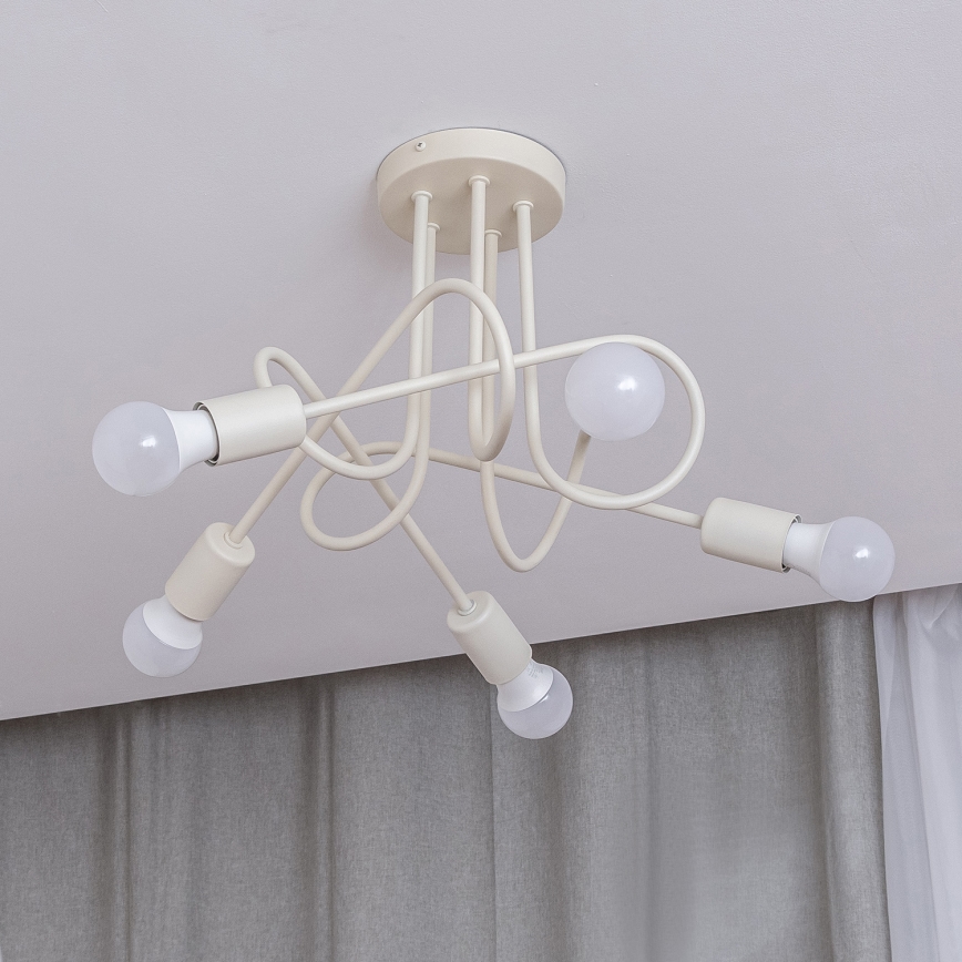 Плафониера OXFORD 5xE27/15W/230V кремава