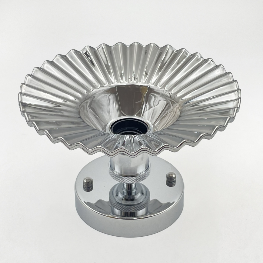 Плафониера TRISH 1xE27/15W/230V, лъскав хром/опушено черно