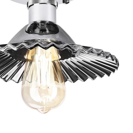 Плафониера TRISH 1xE27/15W/230V, лъскав хром/опушено черно