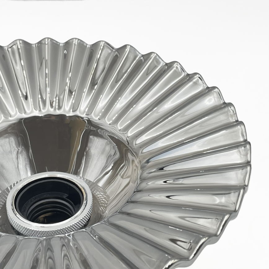 Плафониера TRISH 1xE27/15W/230V, лъскав хром/опушено черно