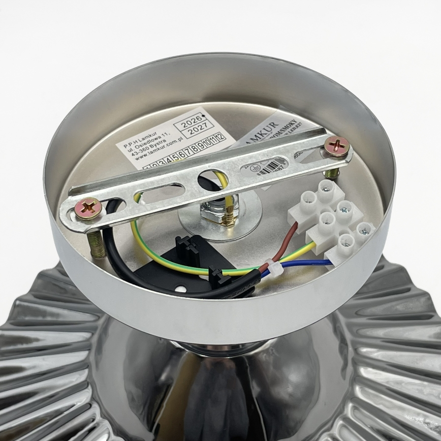 Плафониера TRISH 1xE27/15W/230V, лъскав хром/опушено черно