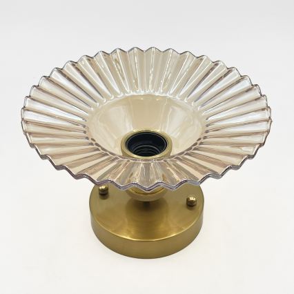 Плафониера TRISH 1xE27/15W/230V, златиста/димчато бежова