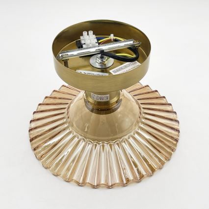 Плафониера TRISH 1xE27/15W/230V, златиста/димчато бежова