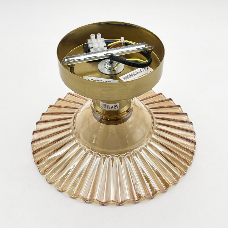 Плафониера TRISH 1xE27/15W/230V, златиста/димчато бежова