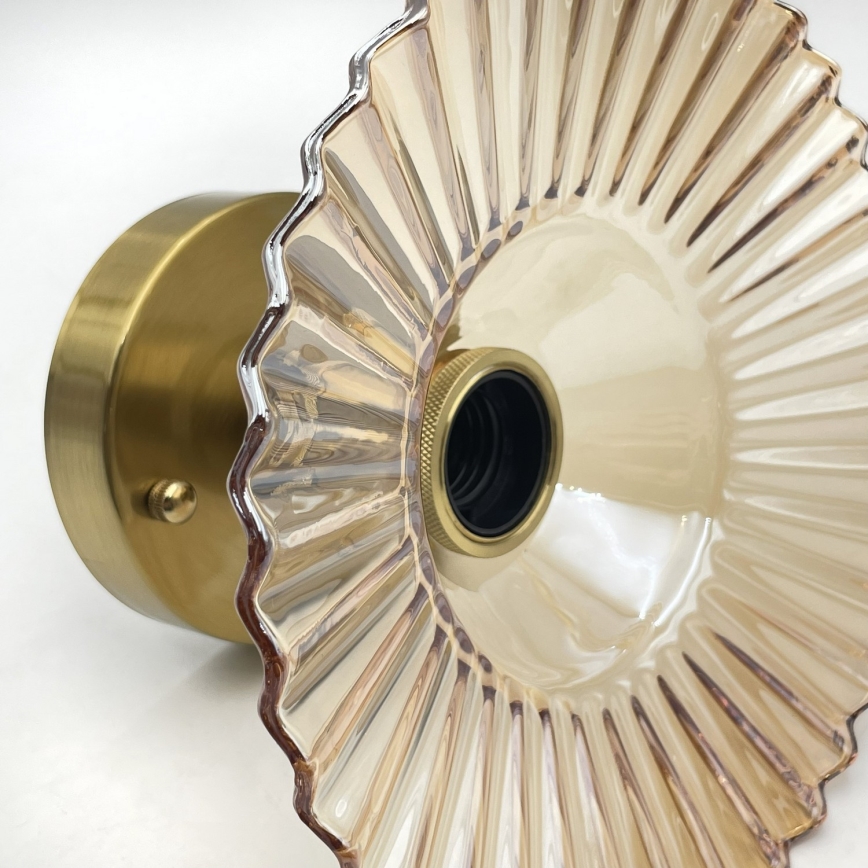 Плафониера TRISH 1xE27/15W/230V, златиста/димчато бежова