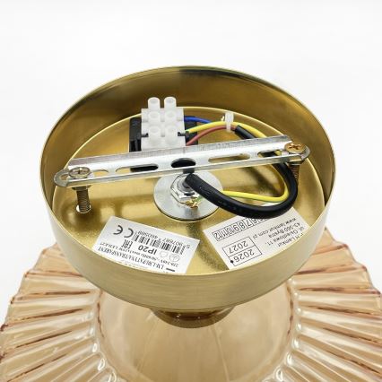 Плафониера TRISH 1xE27/15W/230V, златиста/димчато бежова