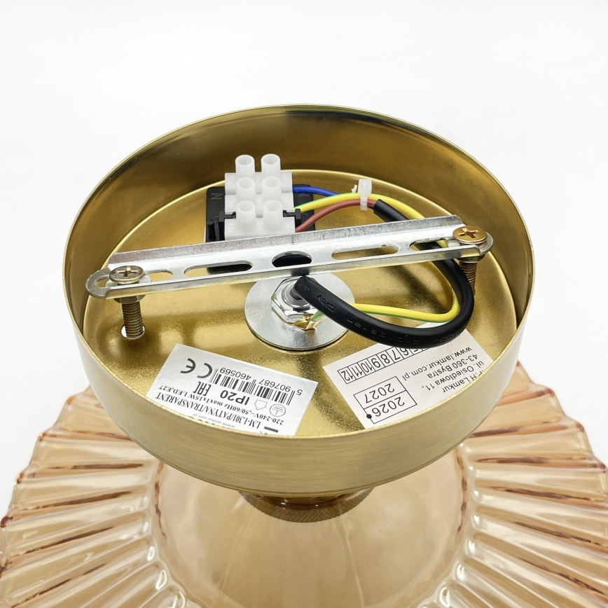 Плафониера TRISH 1xE27/15W/230V, златиста/димчато бежова