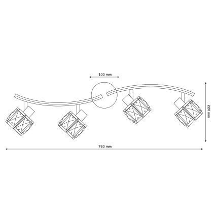 Плафониера ZAHARA 4xE27/10W/230V черна