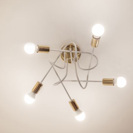 Плафонна лампа OXFORD 5xE27/15W/230V златисто/бяло