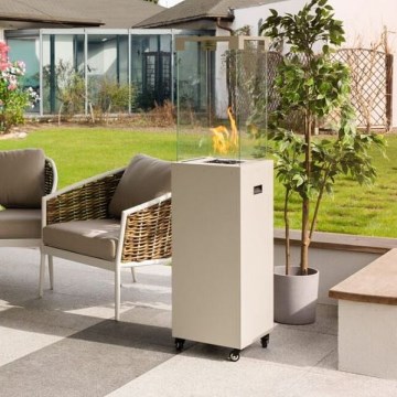 Planika - Екстериорен газ камина 142x36 см 8kW 1xAAA бял + защитно покритие