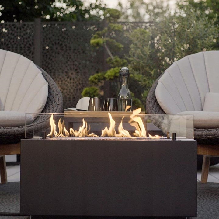 Planika - Екстериорен газ камина 41,4x69,8 см 10kW 1xAAA черен + защитно покритие