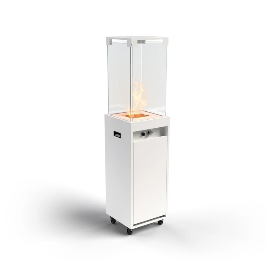 Planika - Екстериорен газ камина 142x36 см 8kW 1xAAA бял + защитно покритие