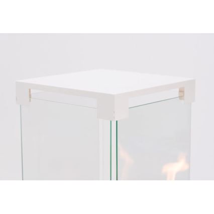 Planika - Екстериорен газ камина 142x36 см 8kW 1xAAA бял + защитно покритие