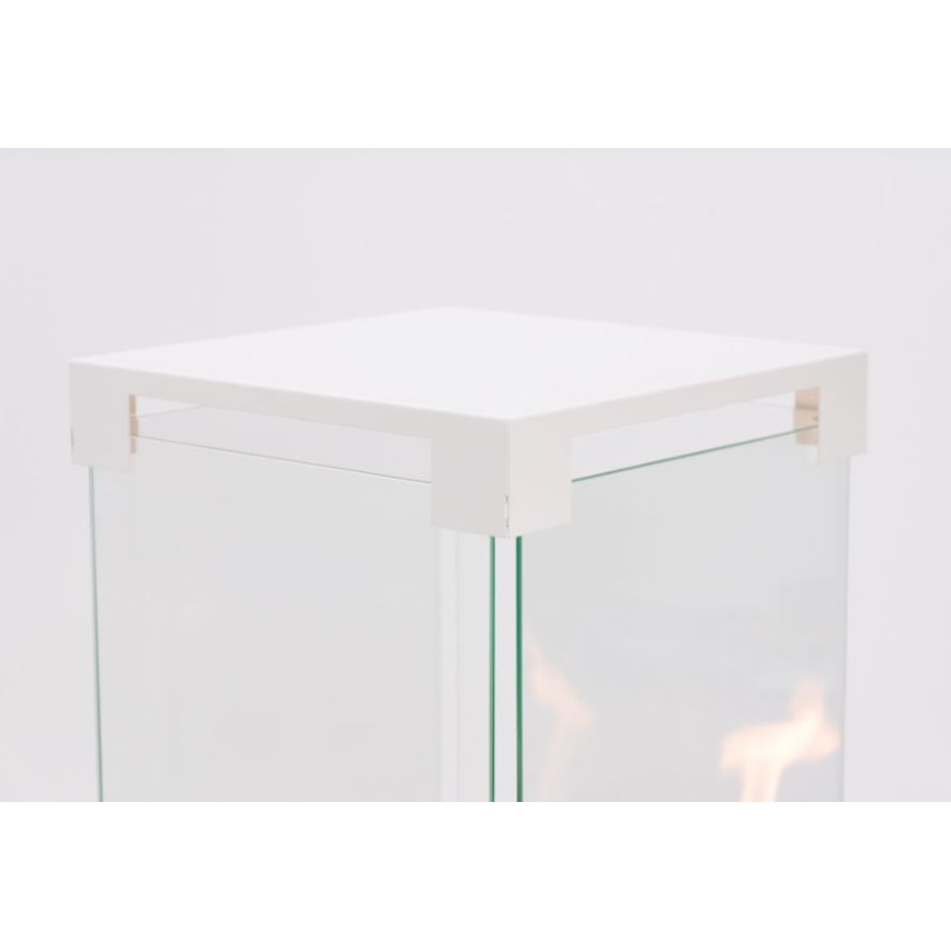 Planika - Екстериорен газ камина 142x36 см 8kW 1xAAA бял + защитно покритие
