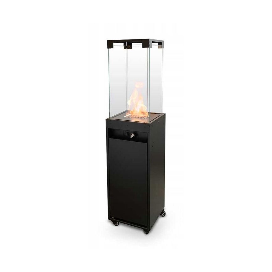 Planika - Екстериорен газ камина 142x36 см 8kW 1xAAA черен + защитно покритие