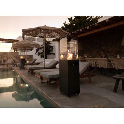 Planika - Екстериорен газ камина 142x36 см 8kW 1xAAA черен + защитно покритие