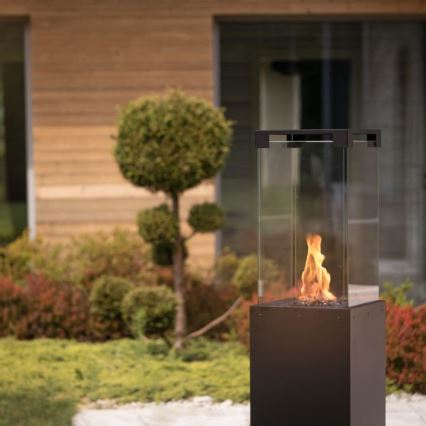 Planika - Екстериорен газ камина 142x36 см 8kW 1xAAA черен + защитно покритие