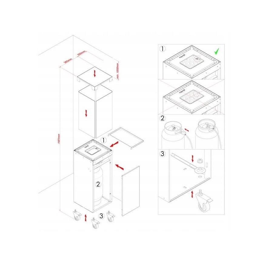 Planika - Екстериорен газ камина 142x36 см 8kW 1xAAA черен + защитно покритие