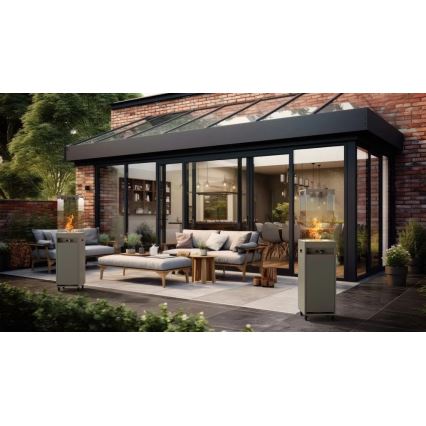 Planika - Екстериорен газ камина 142x36 см 8kW 1xAAA сив + защитно покритие