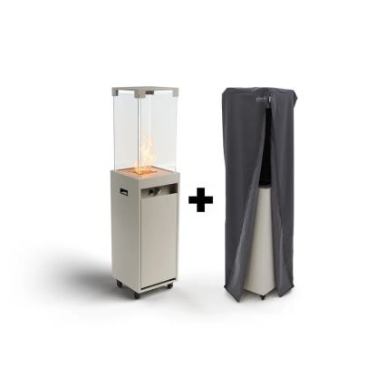 Planika - Екстериорен газ камина 142x36 см 8kW 1xAAA сив + защитно покритие