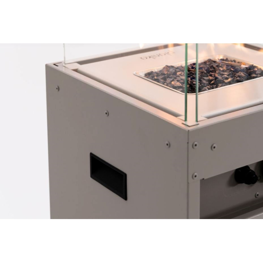 Planika - Екстериорен газ камина 142x36 см 8kW 1xAAA сив + защитно покритие
