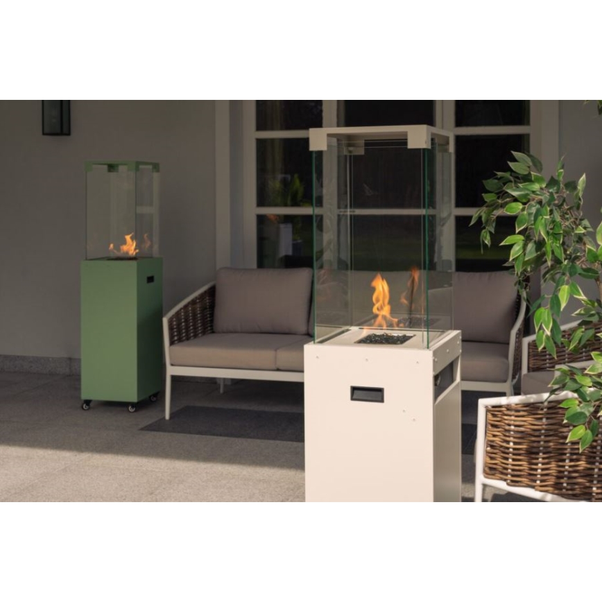Planika - Екстериорен газ камина 142x36 см 8kW 1xAAA зелен + защитно покритие
