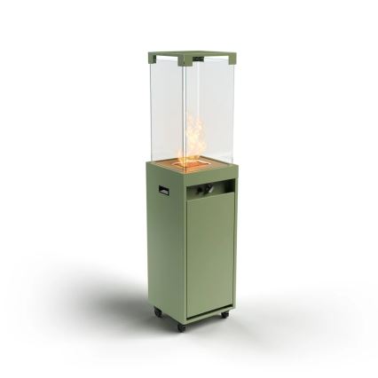 Planika - Екстериорен газ камина 142x36 см 8kW 1xAAA зелен + защитно покритие