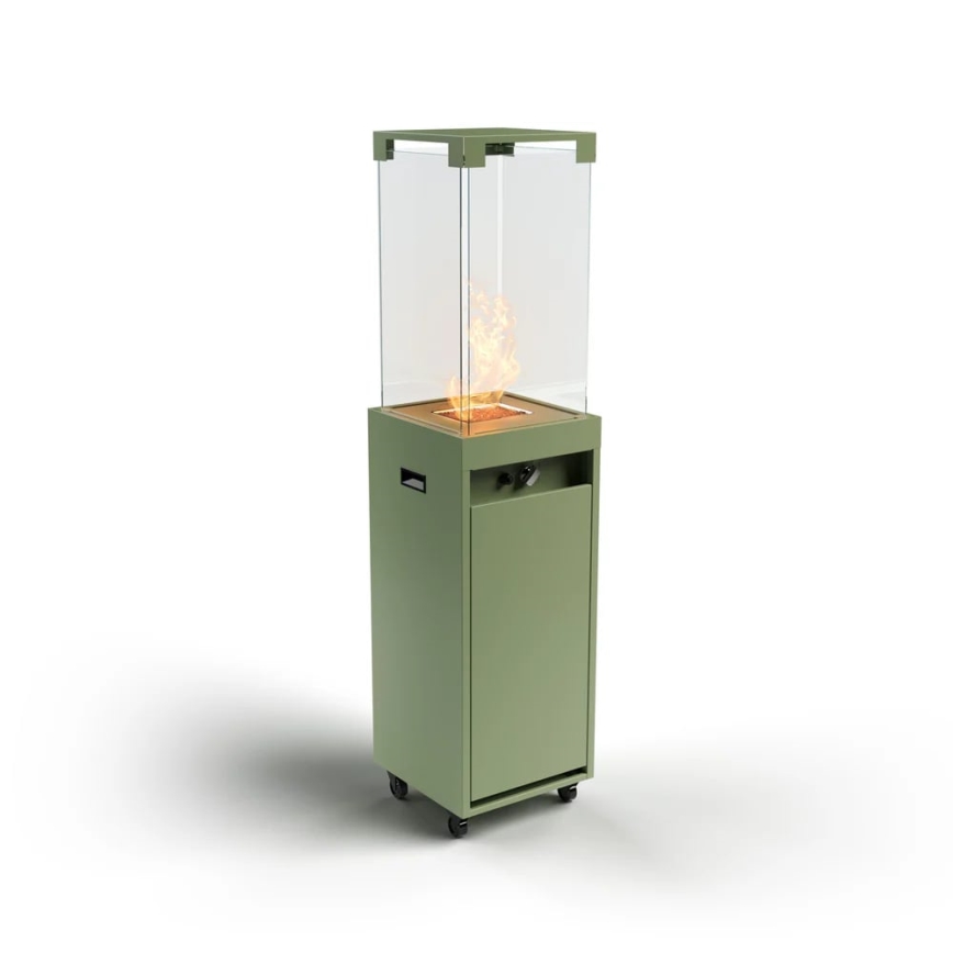 Planika - Екстериорен газ камина 142x36 см 8kW 1xAAA зелен + защитно покритие