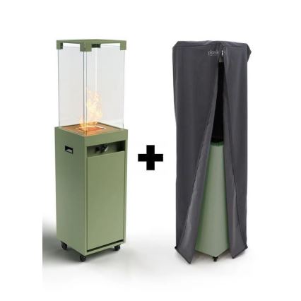 Planika - Екстериорен газ камина 142x36 см 8kW 1xAAA зелен + защитно покритие